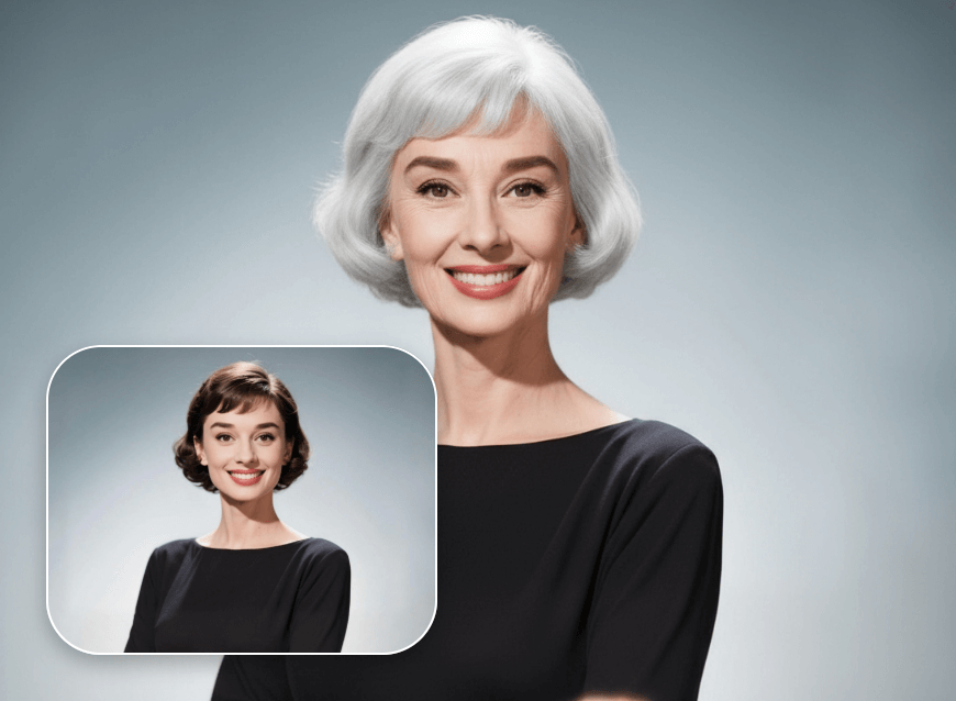 Apply age progression to a female celebrity with clipfly