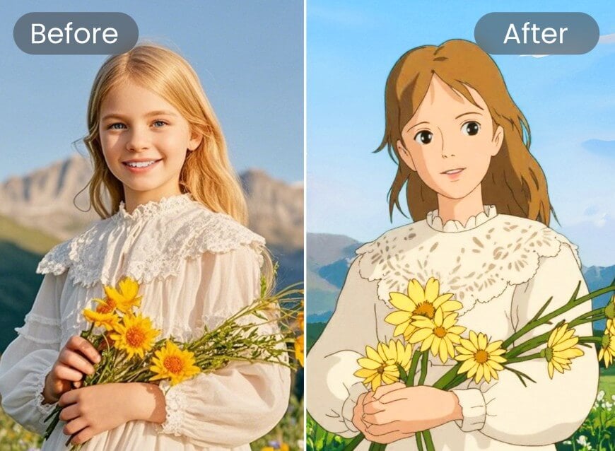 Apply ghibli filter to a cute girls image