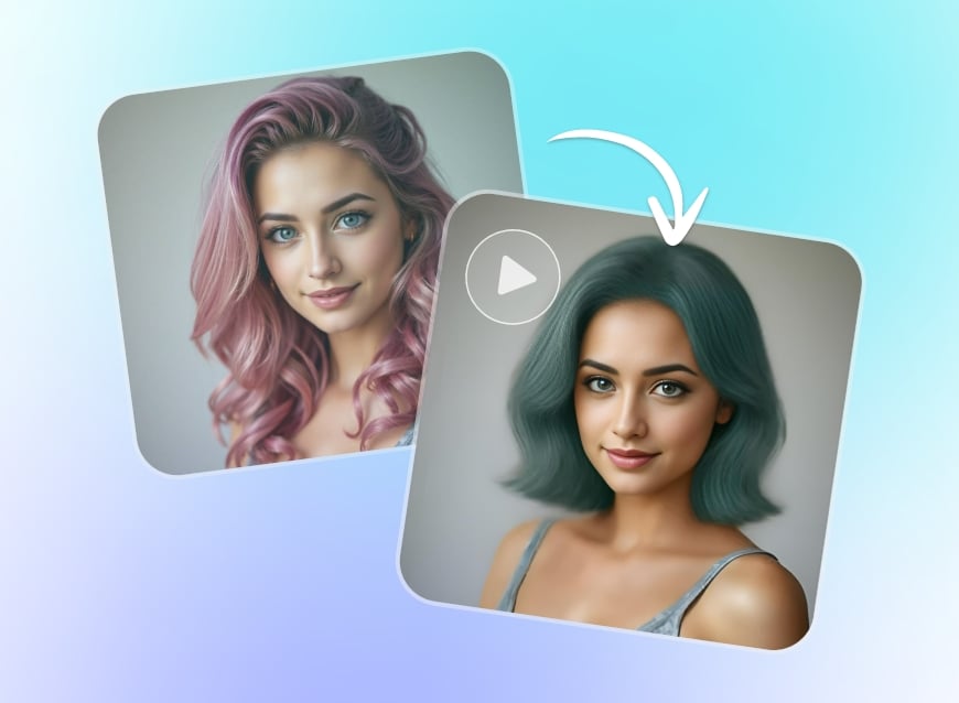 Apply short hair filter to convert a female to a shorter hastune color hair