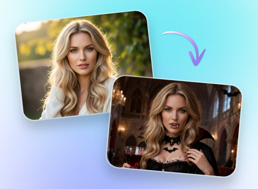 Étape 2 appliquer le filtre Halloween de vampire terrifiant à l'image de la femme