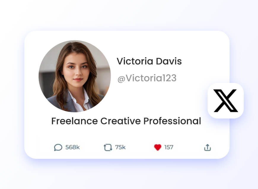 Aplicar foto profissional de mulher em x