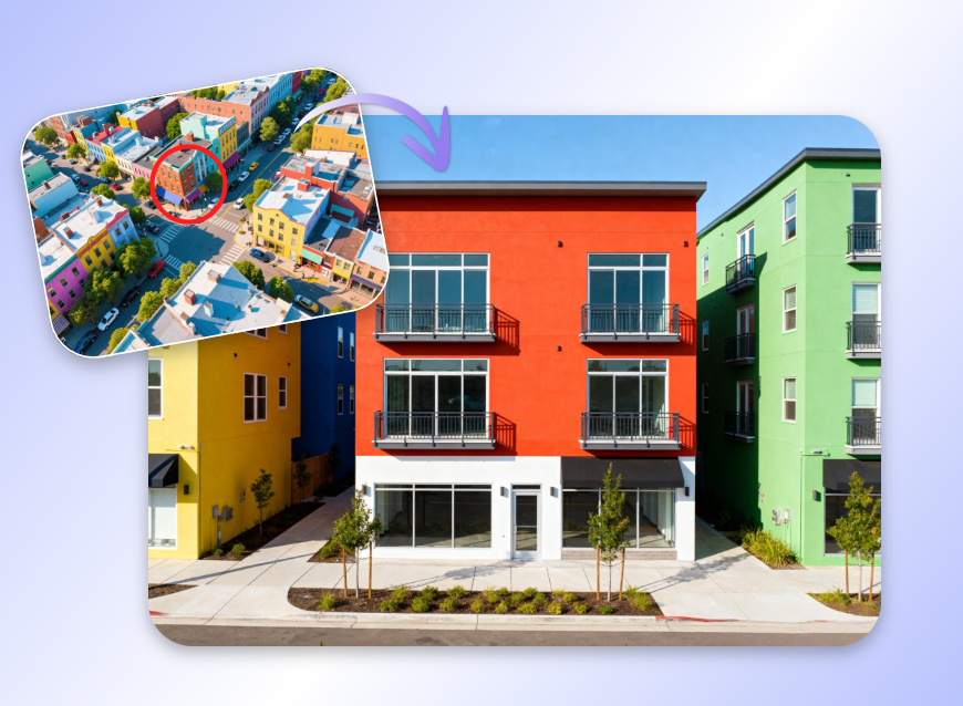 gemini ai create a real street view from the uploaded map with a pin