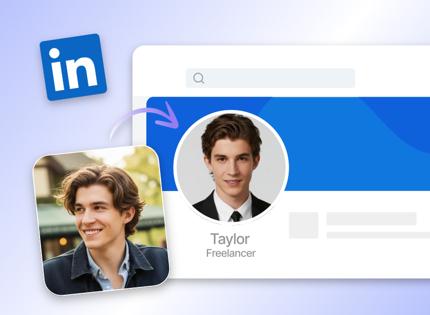 Change a boy portrait photo to a professional headshot and use it as a pfp for linkedin