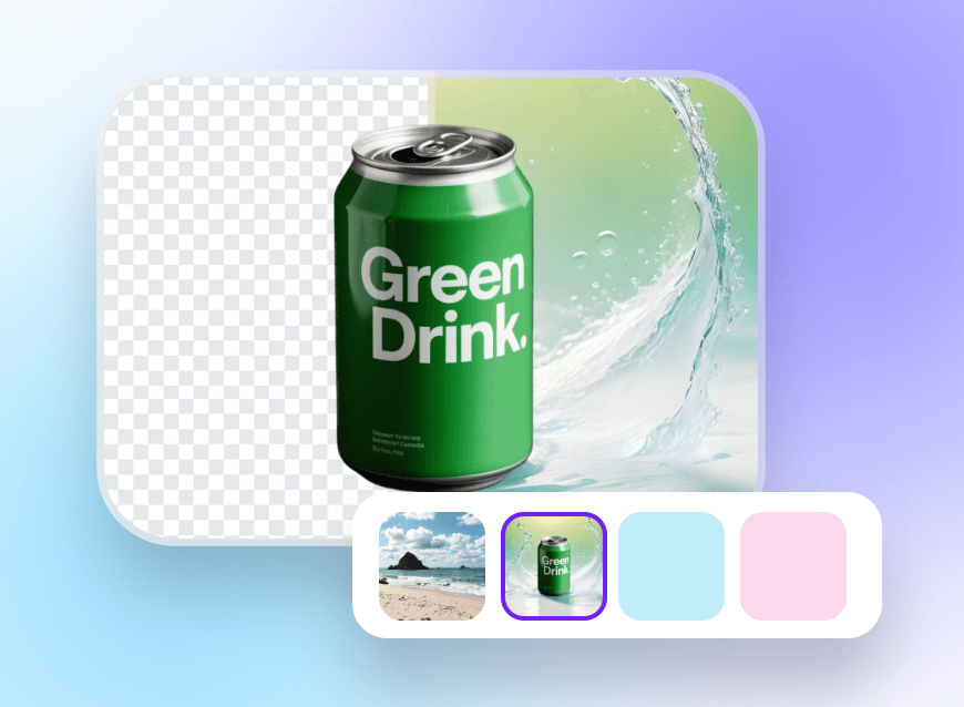 Change background for the green bottled drink photo