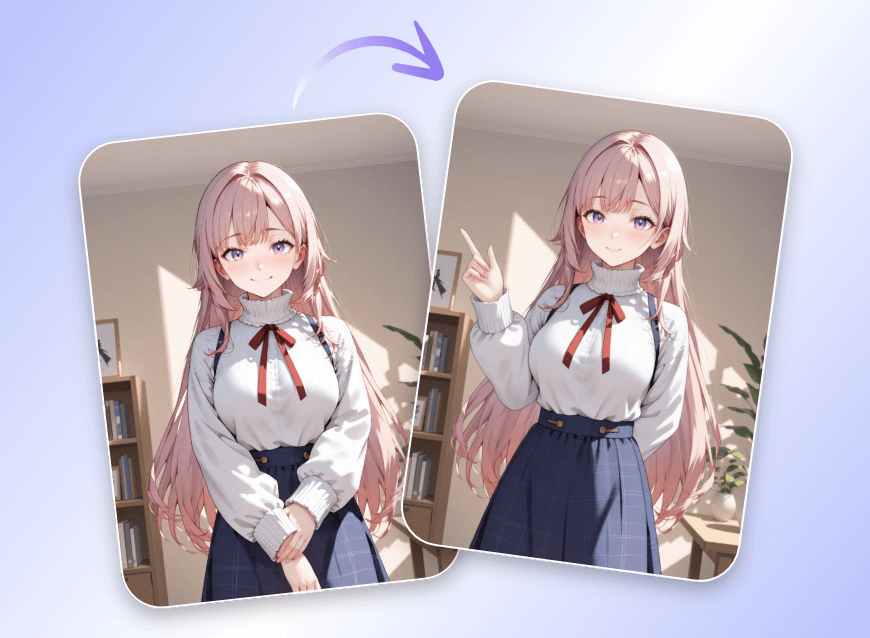 Change pose for the anime girl