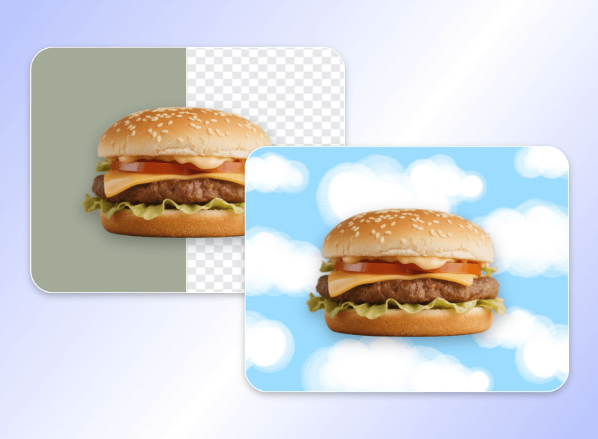 Change the bg color of a png photo of a burger