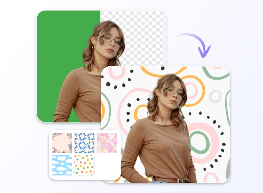 Change the bg of a beautiful female portrait picture to a color pallete