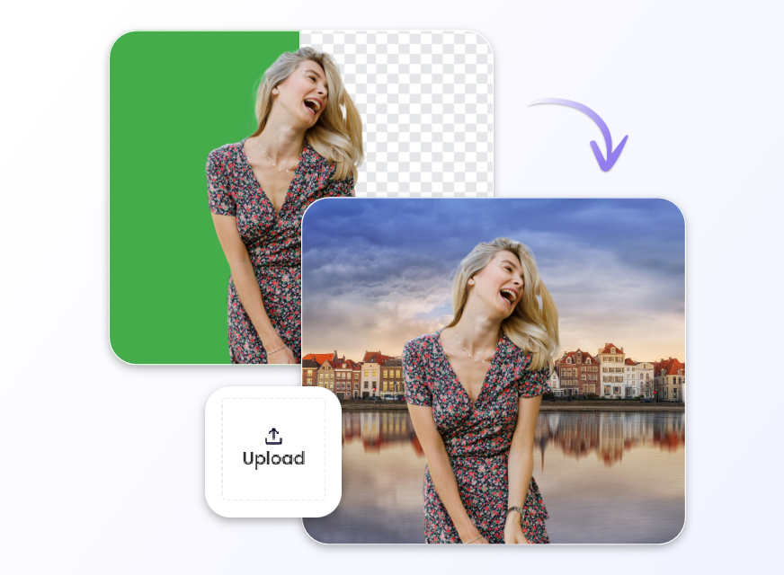 Change the bg of a beautiful female portrait to a cityview scene uploaded by you