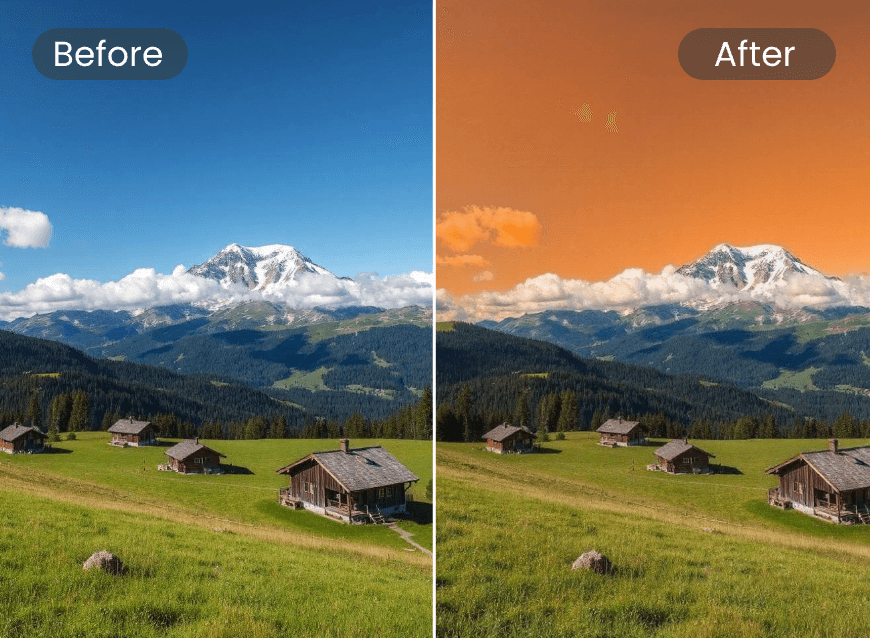 Change the color of sky for photography art