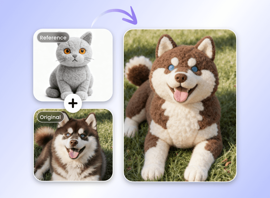 Change the dog into a plush toy style