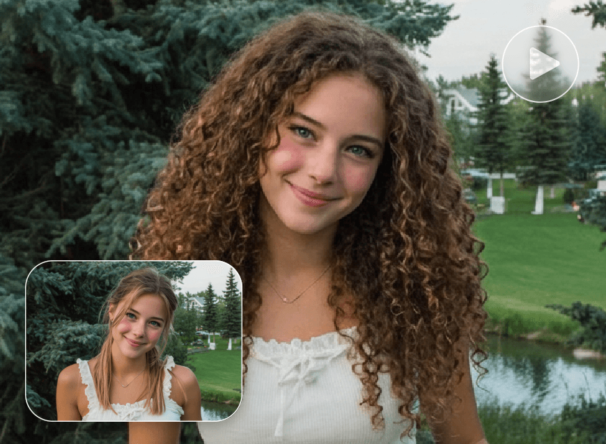 Change the hairstyle of a girl to curly long hair