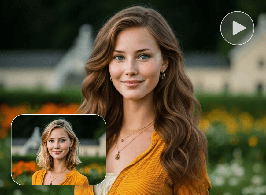 Change the hairstyle of a girl to long loose wave hair