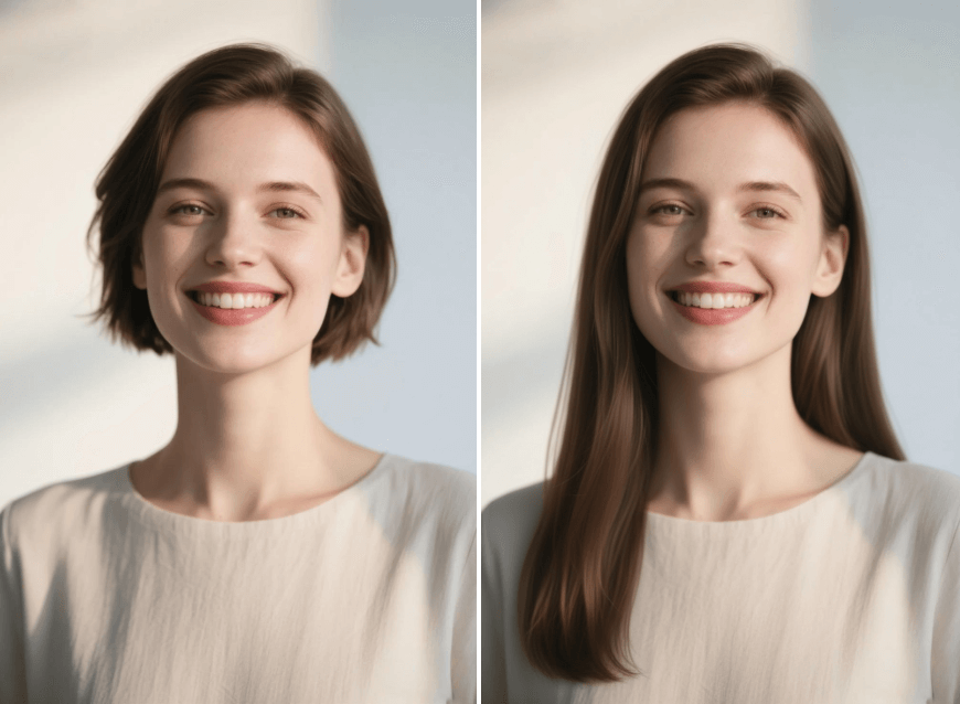 Change the hairstyle of a short hair girl to long hair