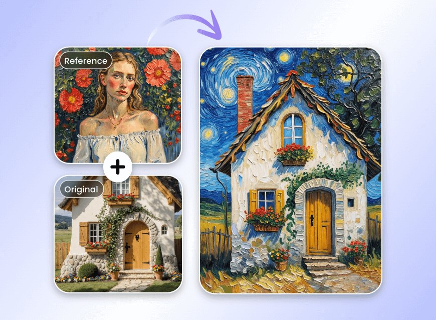 Change the house into oil painting style