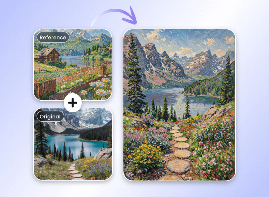 Change the landscape into an oil painting