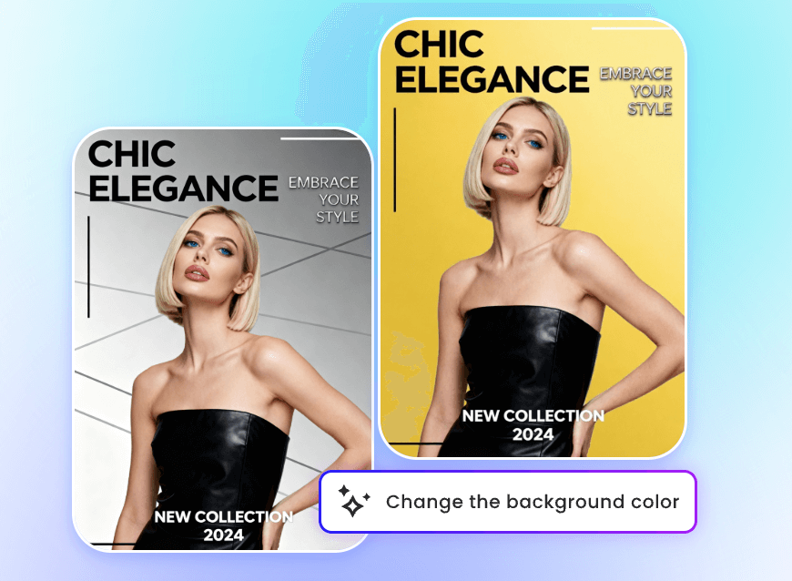 Change the poster background color from white to yellow with clipfly ai poster generator