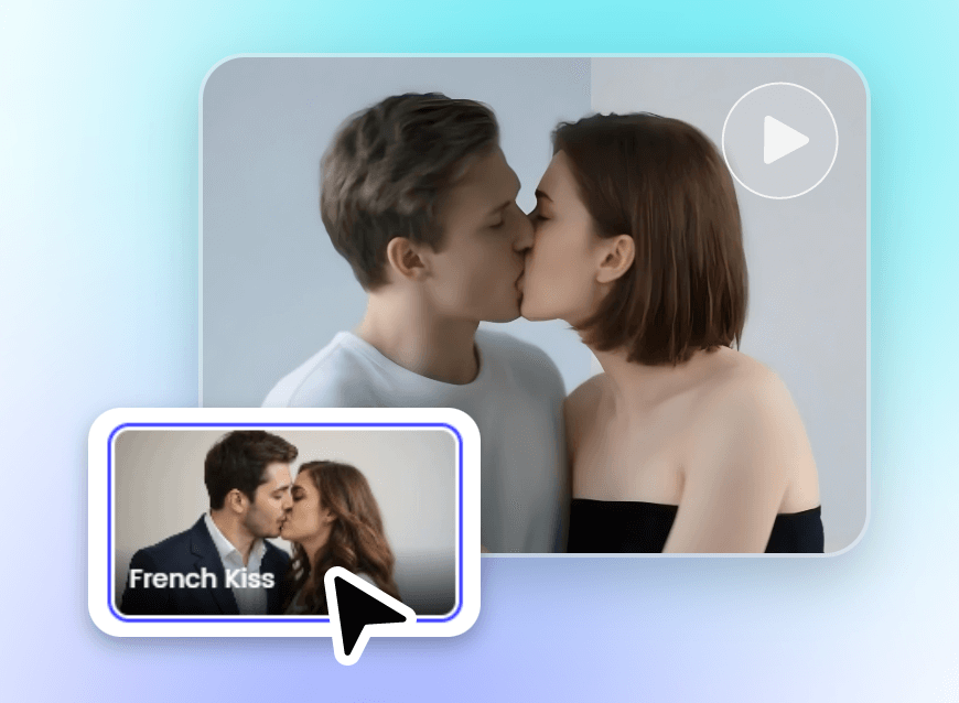Choose french kiss mode and generate an ai french kiss video featuring a young couple