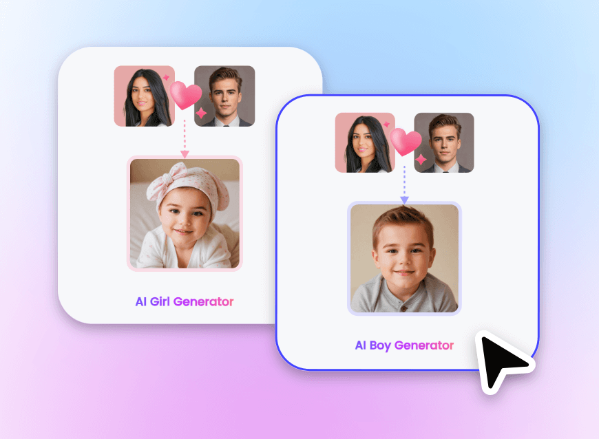 Escolha o gênero previsto do bebê no gerador de rosto de bebê com IA da Clipfly