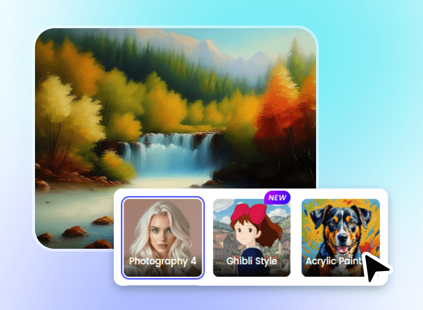 Escolha o estilo preferido e gere uma imagem AI Art