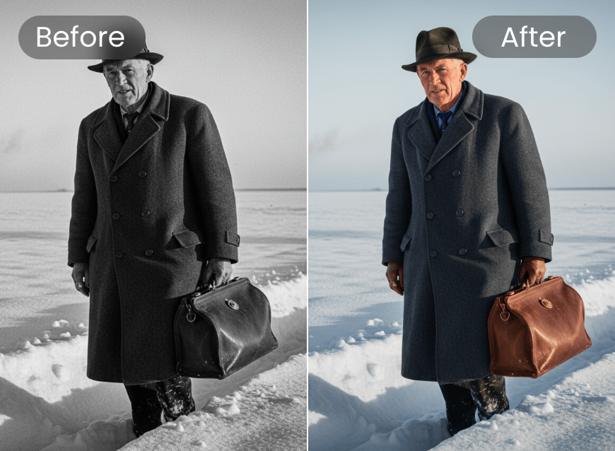 Colorize black and white film with clipfly