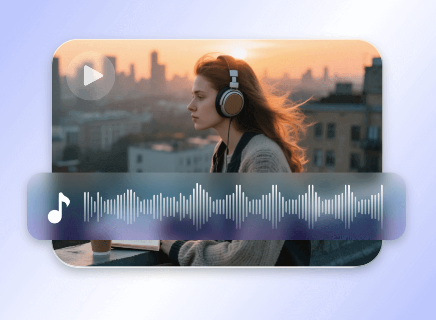 Combine a lofi song with a video of a girl wearing headphones to create a music video