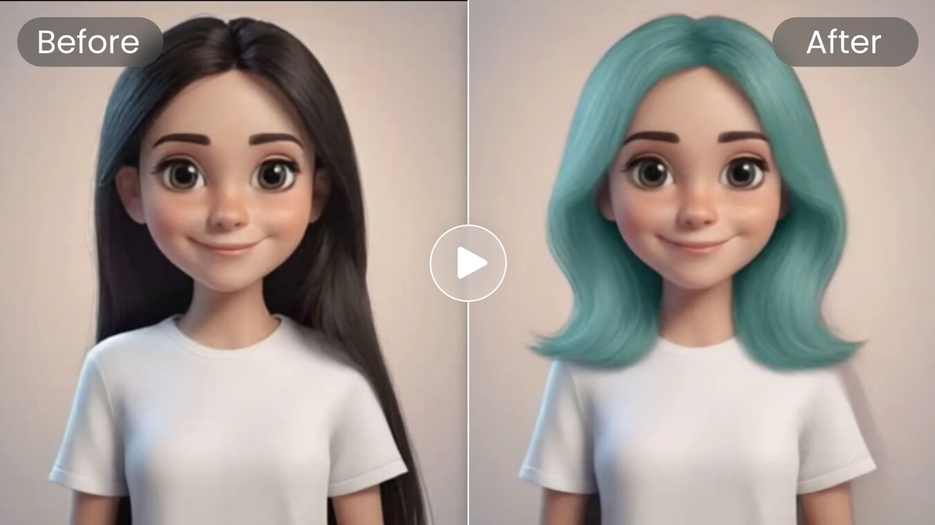 Convert 3d character to short fishtail hair