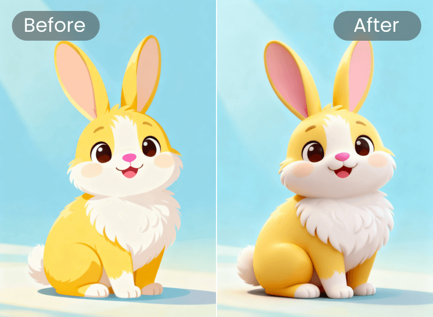 Convert a 2d cartoon image of a rabbit into 3d