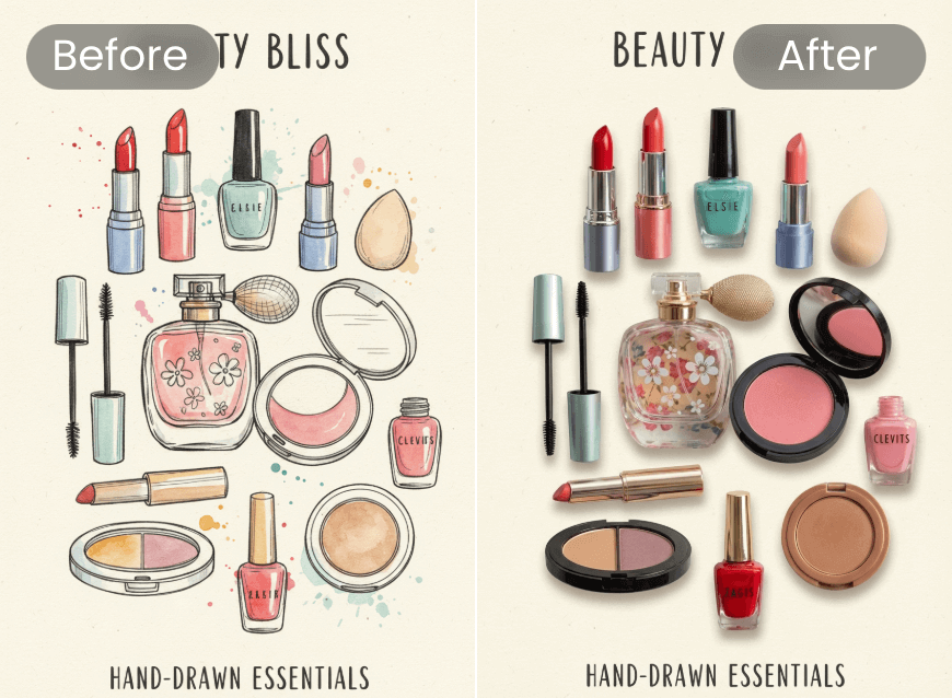 Convert a 2d cosmetic display image into 3d