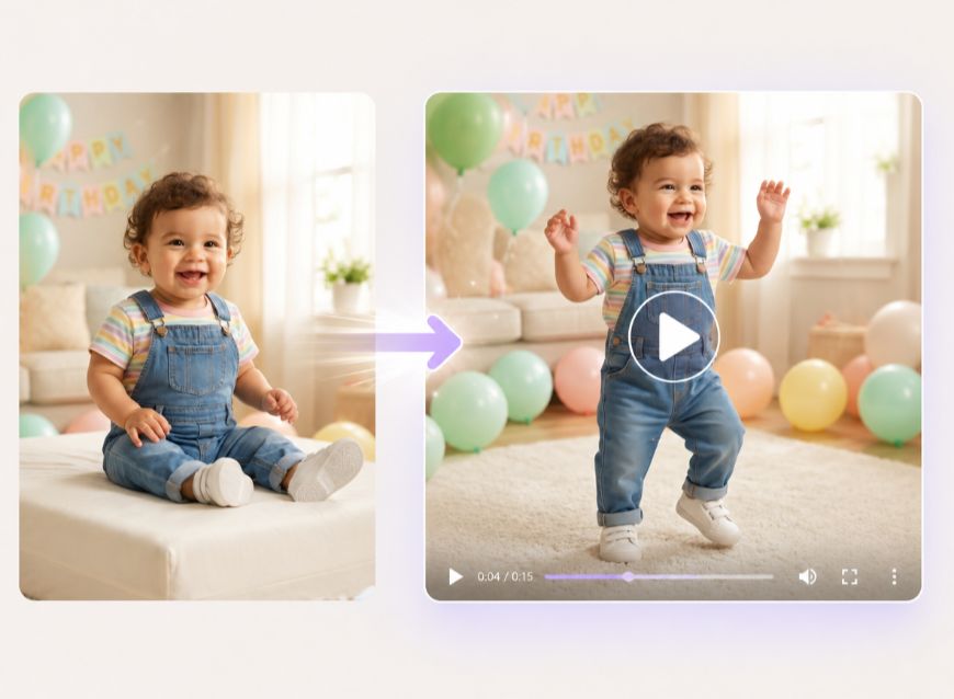 Convert a baby boy image to an ai dancing video for family keepsake