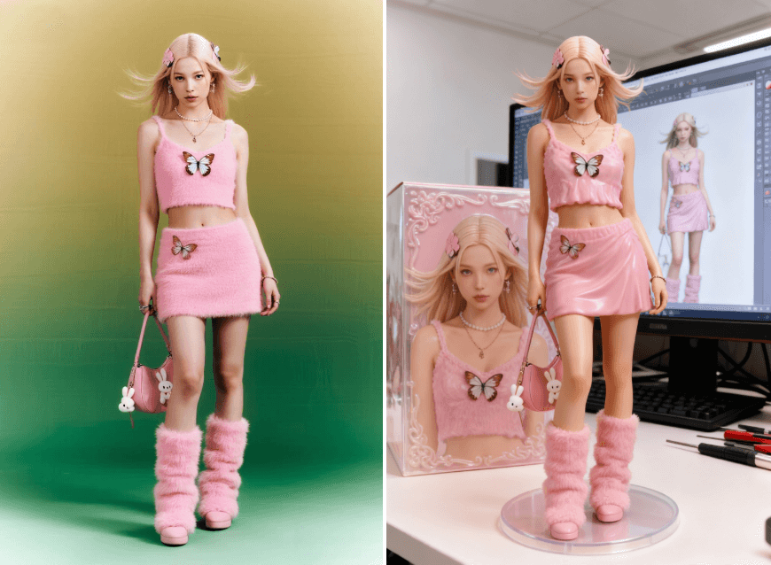 Convert a girl photo to a 3d figurine