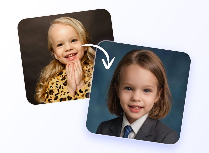 Converta uma foto infantil em uma foto profissional para o anuário