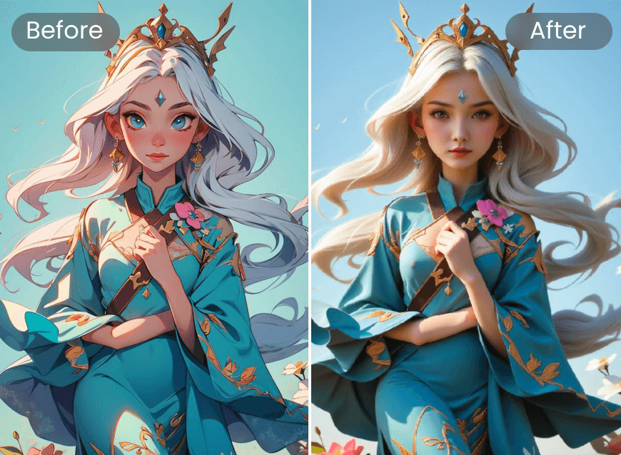 Convert an anime magical girl into a real person