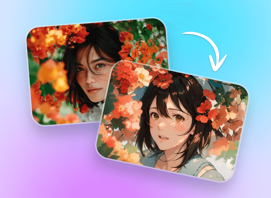 クリップフライで女性の画像をアニメ風に変換する