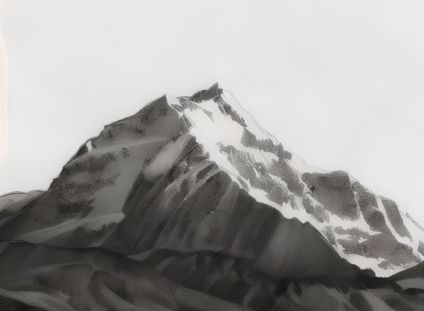 wandeln sie ein bild eines berges in eine skizze um