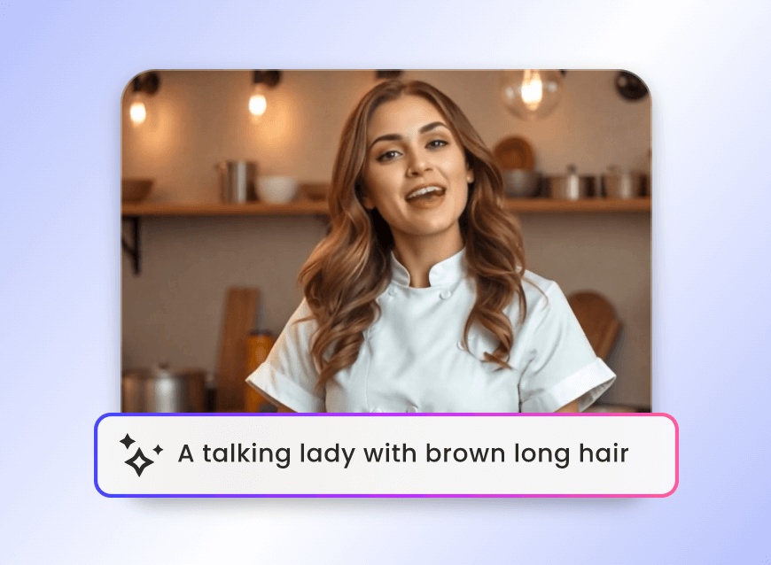 Convert text to a talking lady with brown long hair