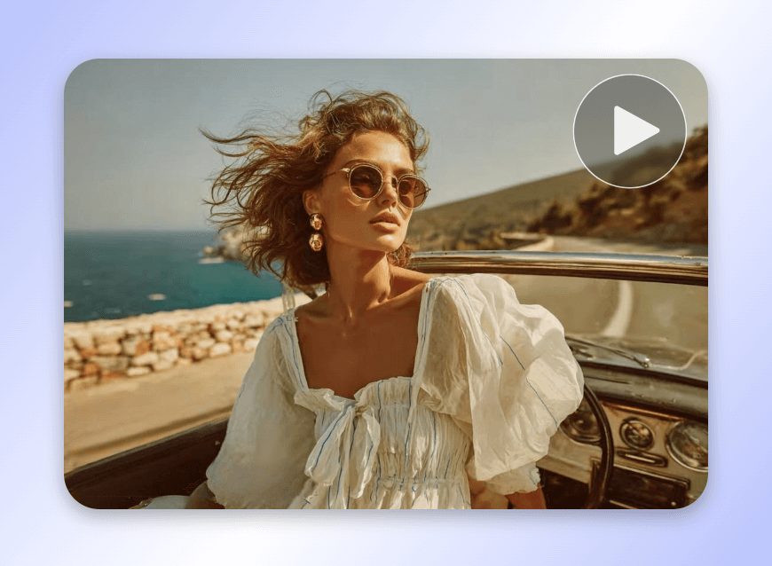 Create a cinematic video clip featuring a woman with sunglasses
