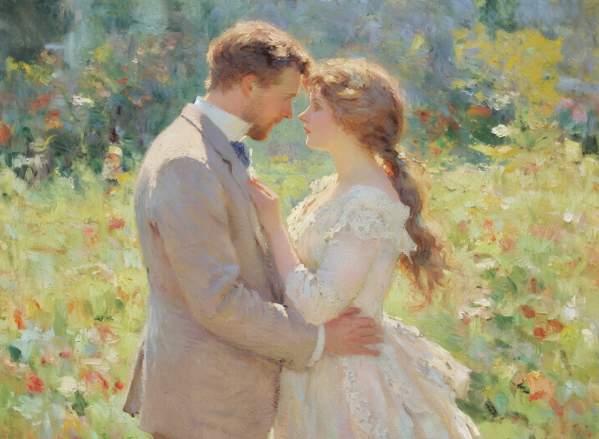 Create a classic monet style couple picture