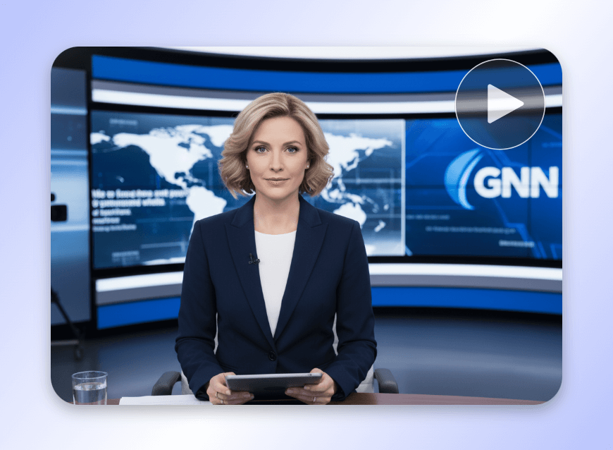 Create a fake news video with a female anchor