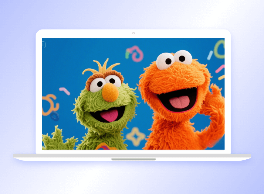 Criar uma foto de grupo de dois personagens Muppet e use-a como papel de parede