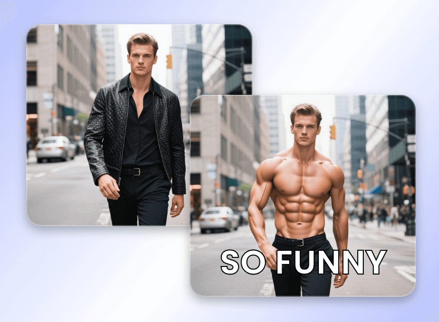 男性の写真から爆笑筋肉ドッキリ動画を作成