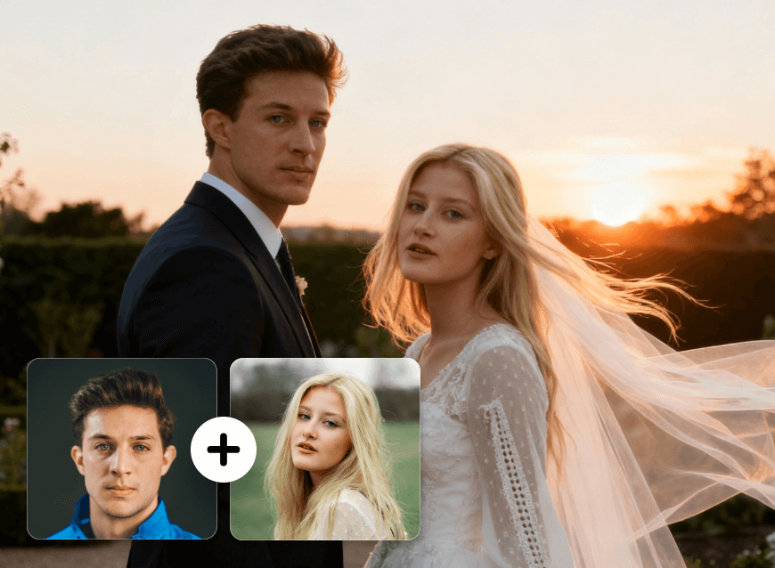 Create a romantic wedding couple image
