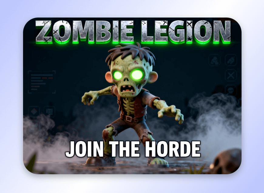 Create an ai zombie visual and make it a marketing banner