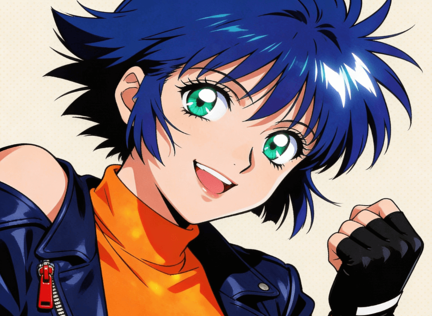 Create an anime girl in 90s anime style