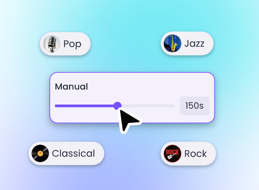 Customize settings of song styles and drag to set the duration time