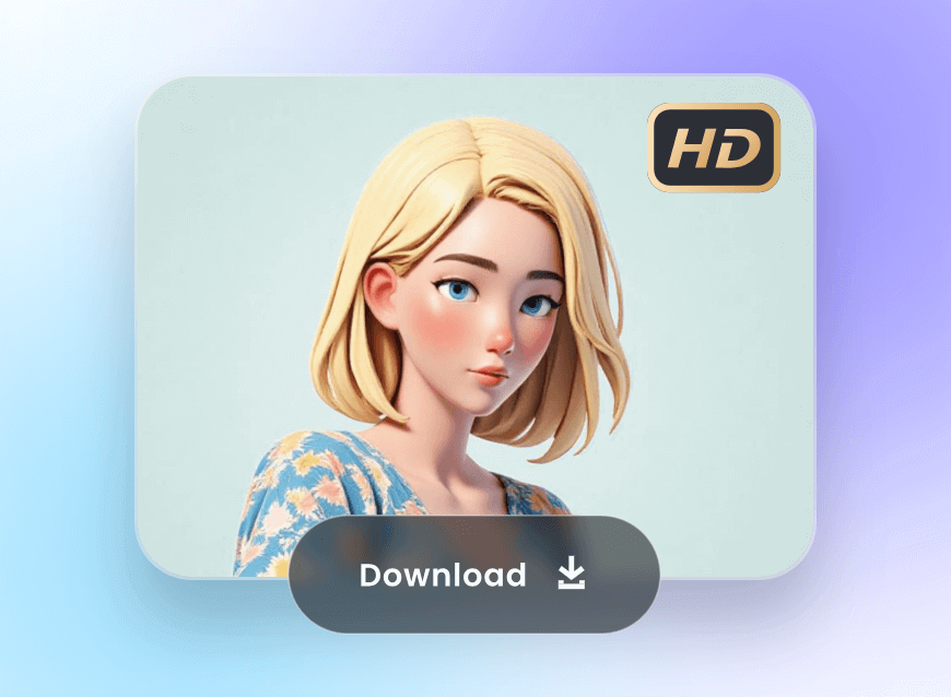 Download a high quality 2d to 3d cartoon girl image