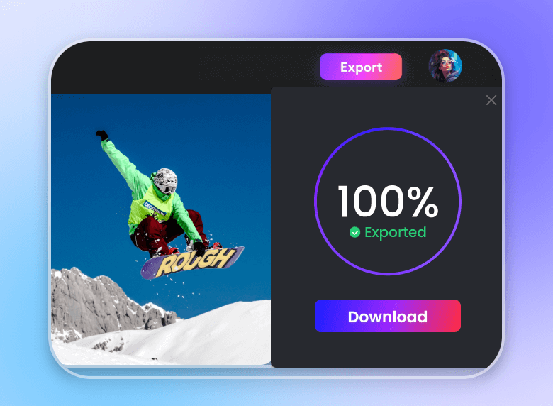 Download a resized video of a skier in clipfly