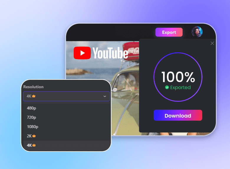 Download a trimmed youtube video in various resolution selections