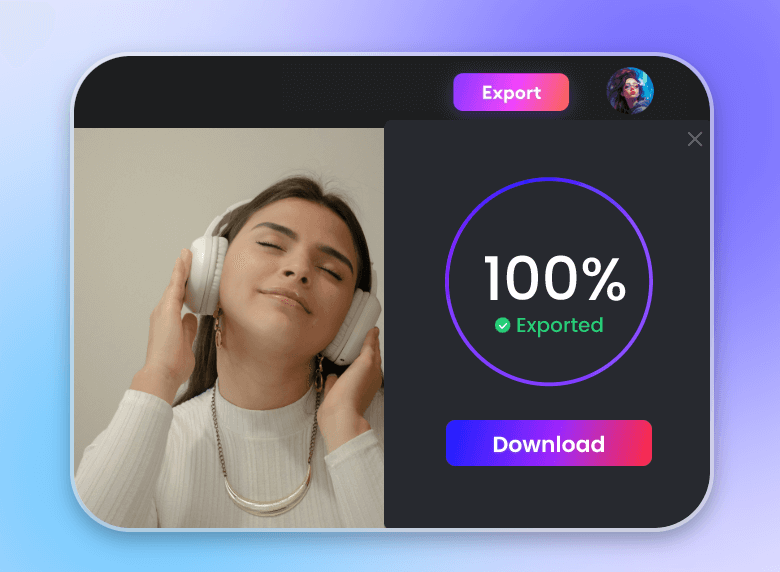 Download a watermarked video about a girl listening to the music