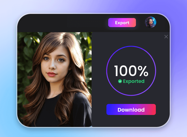 Download ai generated long hair woman video in clipfly