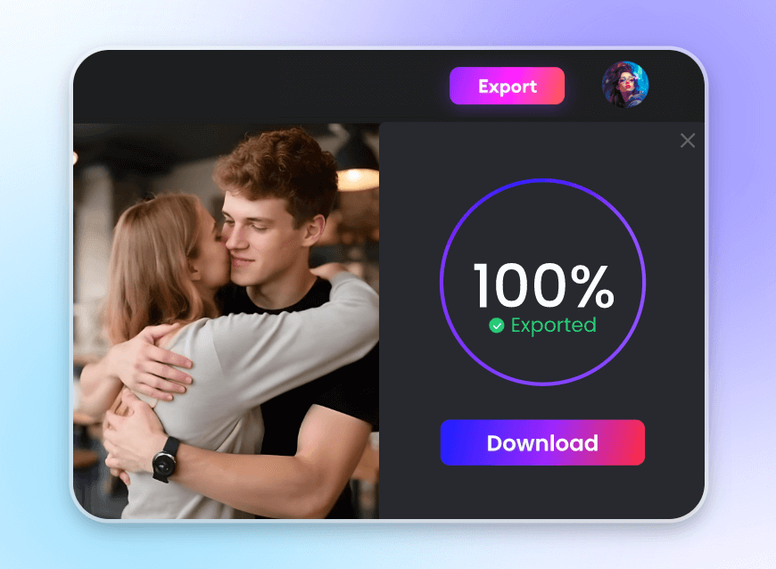 Download an ai hugging video of a couple